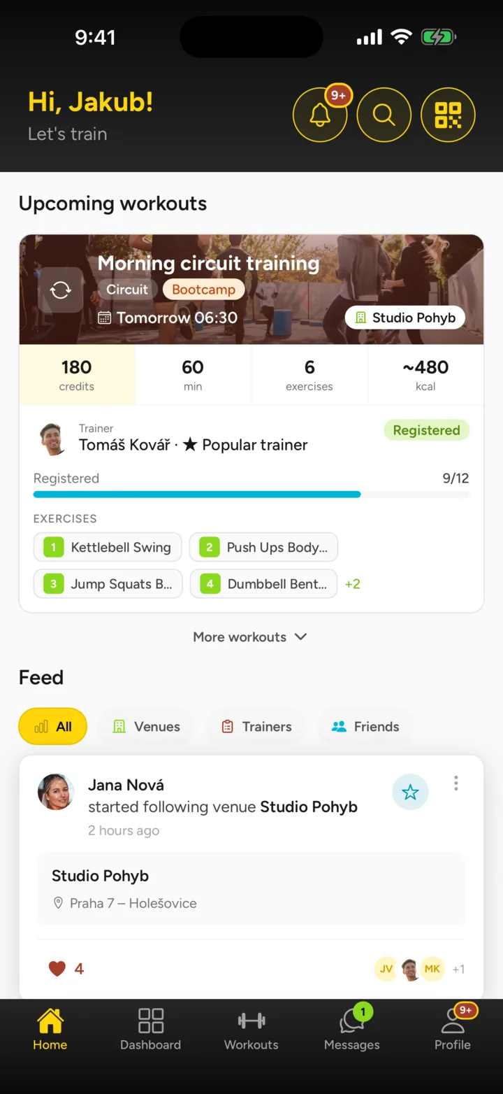 Overview in the fitliftly mobile app