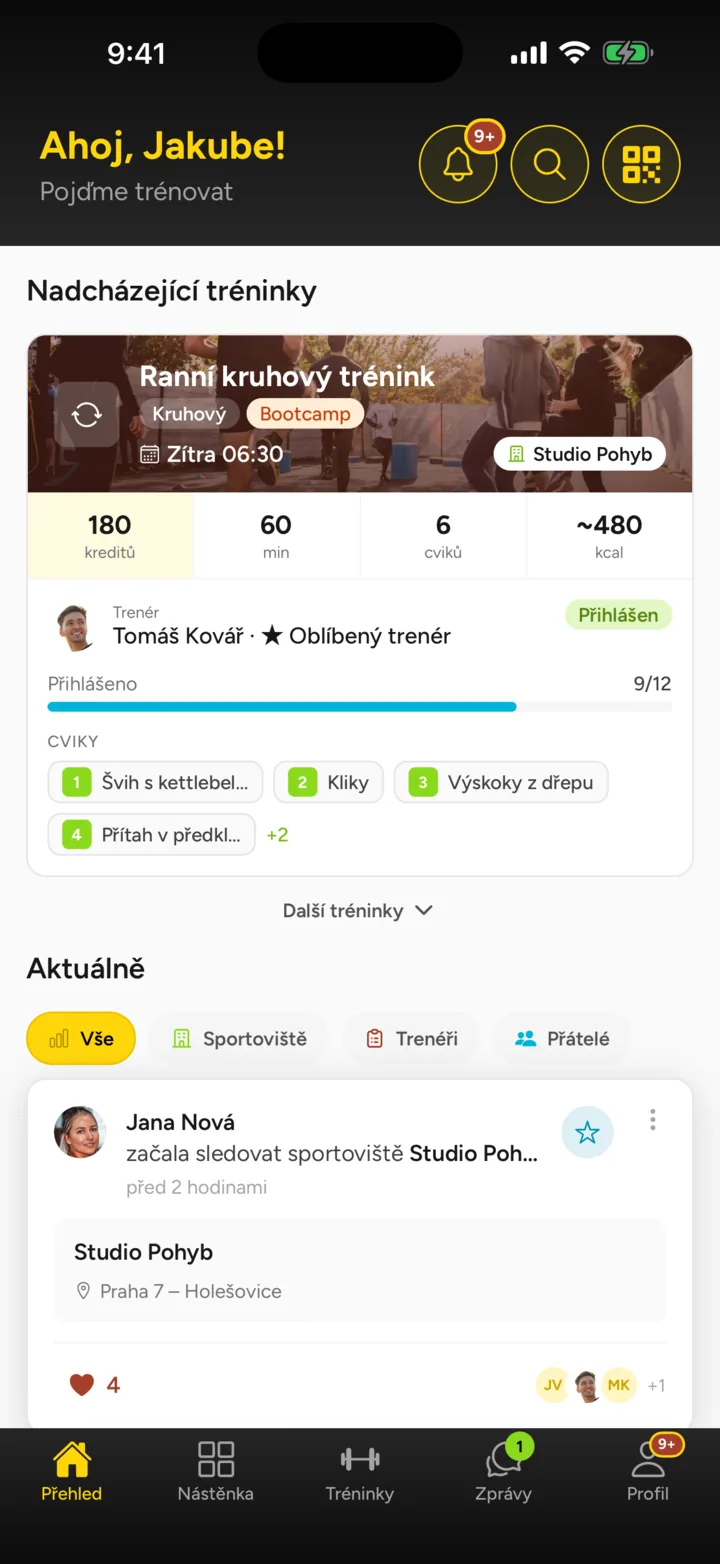 Přehled v mobilní aplikaci fitliftly